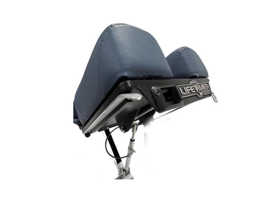 Lifetimer International infinite adjusting headpiece quick touch blue cushions for chiropractic, massage and physical therapy tables