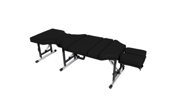 Black Lifetimer International LT-500 portable chiropractic drop adjustment table also for physical therapy and massage polyvinyl