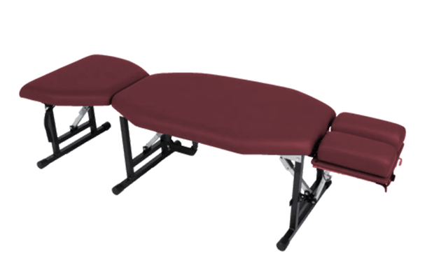 Burgundy Lifetimer International LT-60 portable chiropractic adjustment drop treatment table also for physical therapy and massage