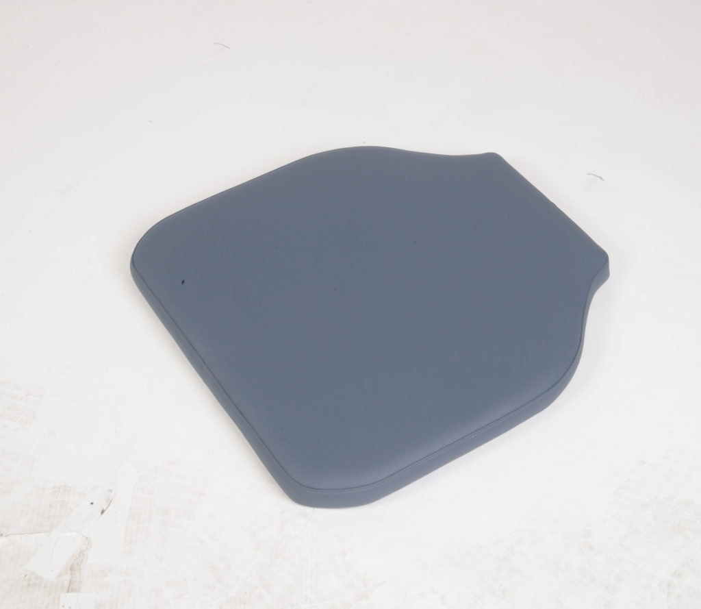Blue polyvinyl Lifetimer International chiropractic massage contoured cushion with velcro for portable and programmable elevation flexion distraction tables