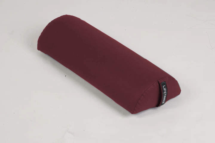 burgundy 8″ half round foam chiropractic, massage, physical therapy bolster cushions for under the patients’ head, neck, ankles or abdomen for added patient comfort and ergonomics
