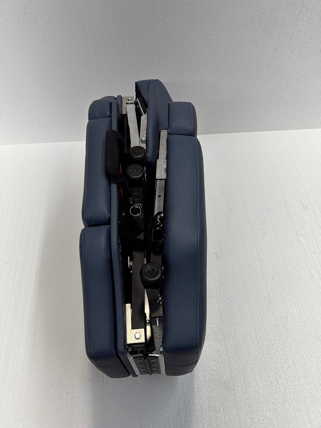 Blue Lifetimer International light-weight Ultim-Lite Portable Ergonomic Chiropractic adjustment therapy table airline travel friendly and also for massage, acupuncture and naturopath, physios and physical therapy folded for travel