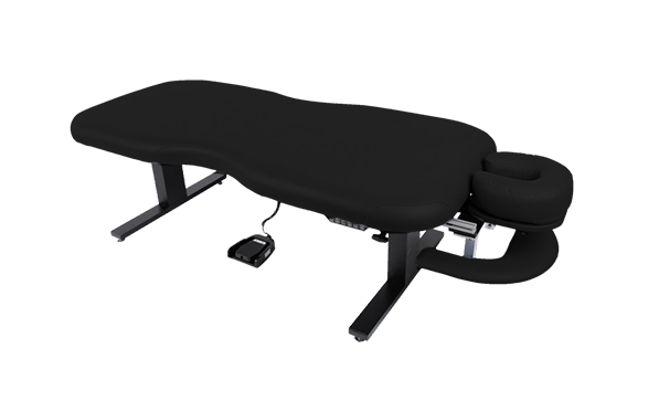 Black Lifetimer International LT-eMT Massage programmable elevation treatment ergonomic table with foot pedal