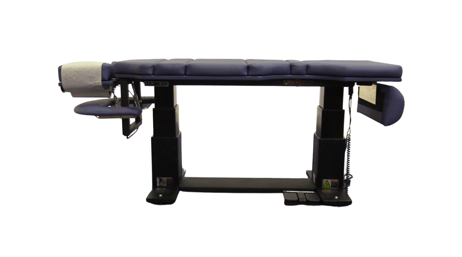 Lifetimer International Blue LT-ME3 2.0 Chiropractic Table in the raised height position