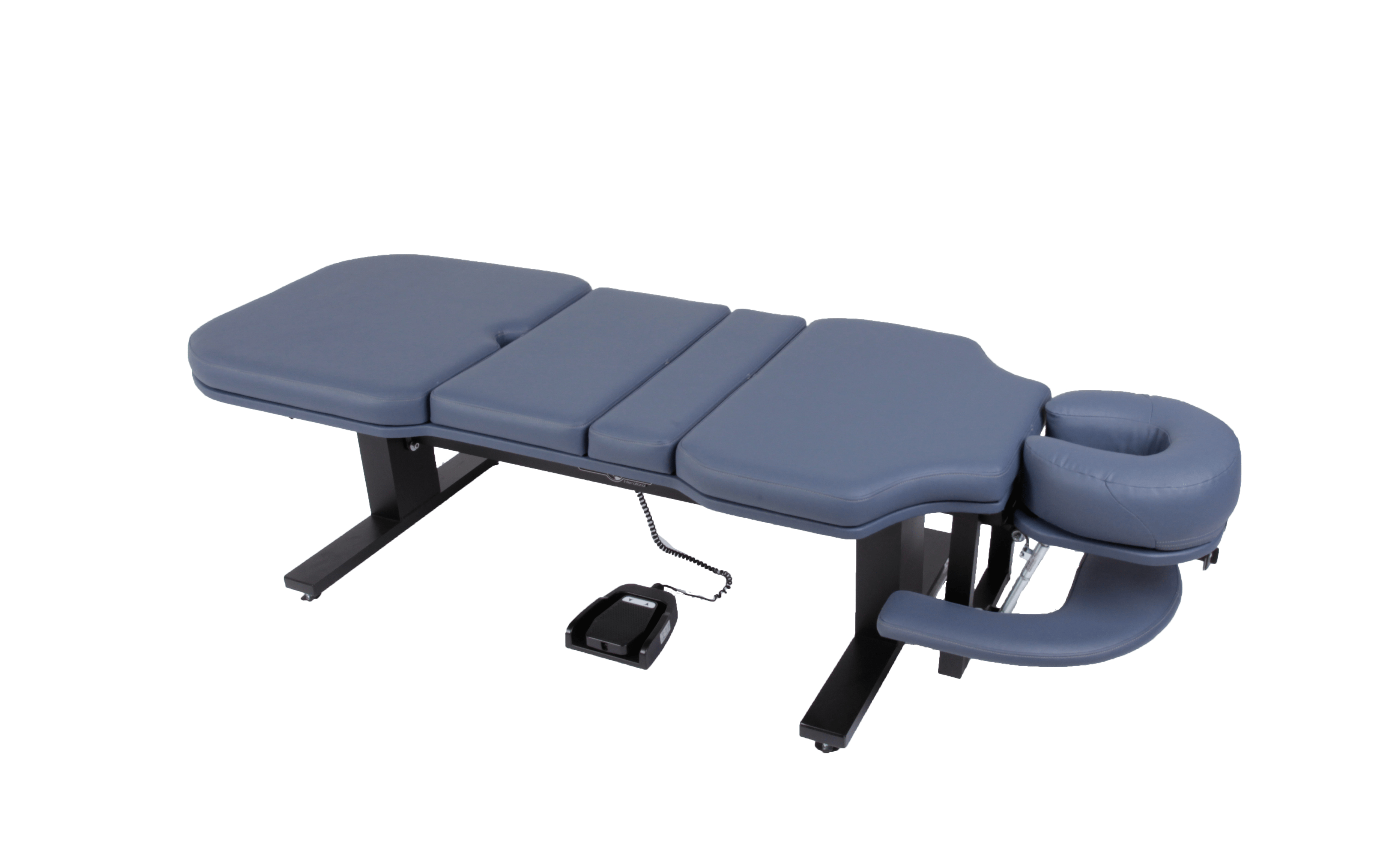 Blue Lifetimer International LT-CAM chiropractic adjustment drop and massage programmable elevation ergonomic treatment table with foot pedal