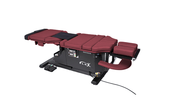 Lifetimer International | burgundy flexion distraction elevation chiropractic and massage table