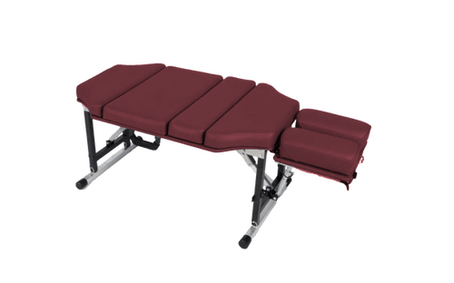 Burgundy Lifetimer International LT-500 portable pediatric table is a portable table designed for chiropractic, massage, and examination services for children.