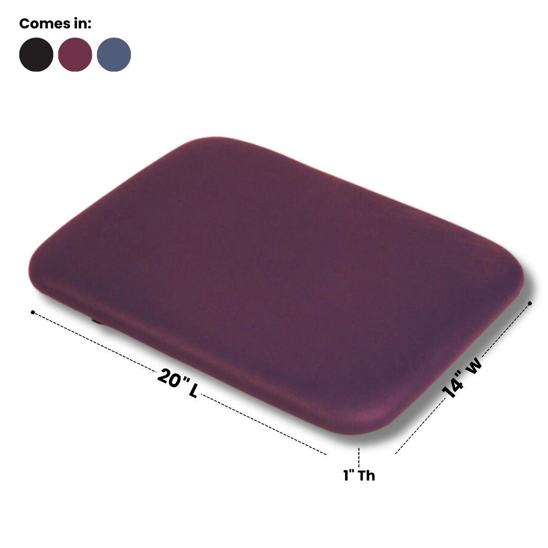 burgundy Lifetimer International polyvinyl chiropractic adjusting boards dimensions 20"L x 14"W x 1"Thick for adjustments including pelvic blocking non-slip